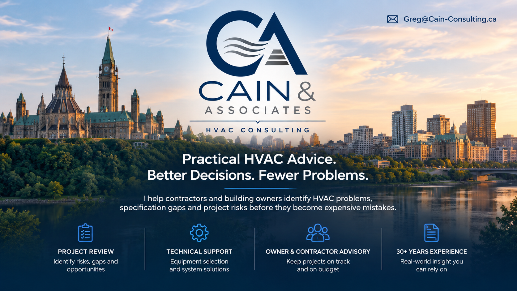 Cain & Associates HVAC Consulting — Practical HVAC Advice. Better Decisions. Fewer Problems. Project review, technical support, owner and contractor advisory, and 30+ years experience.